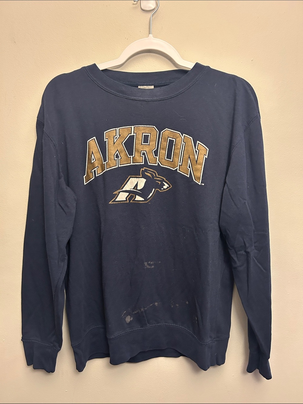 Vintage Akron zips Navy Crewneck Sweatshirt